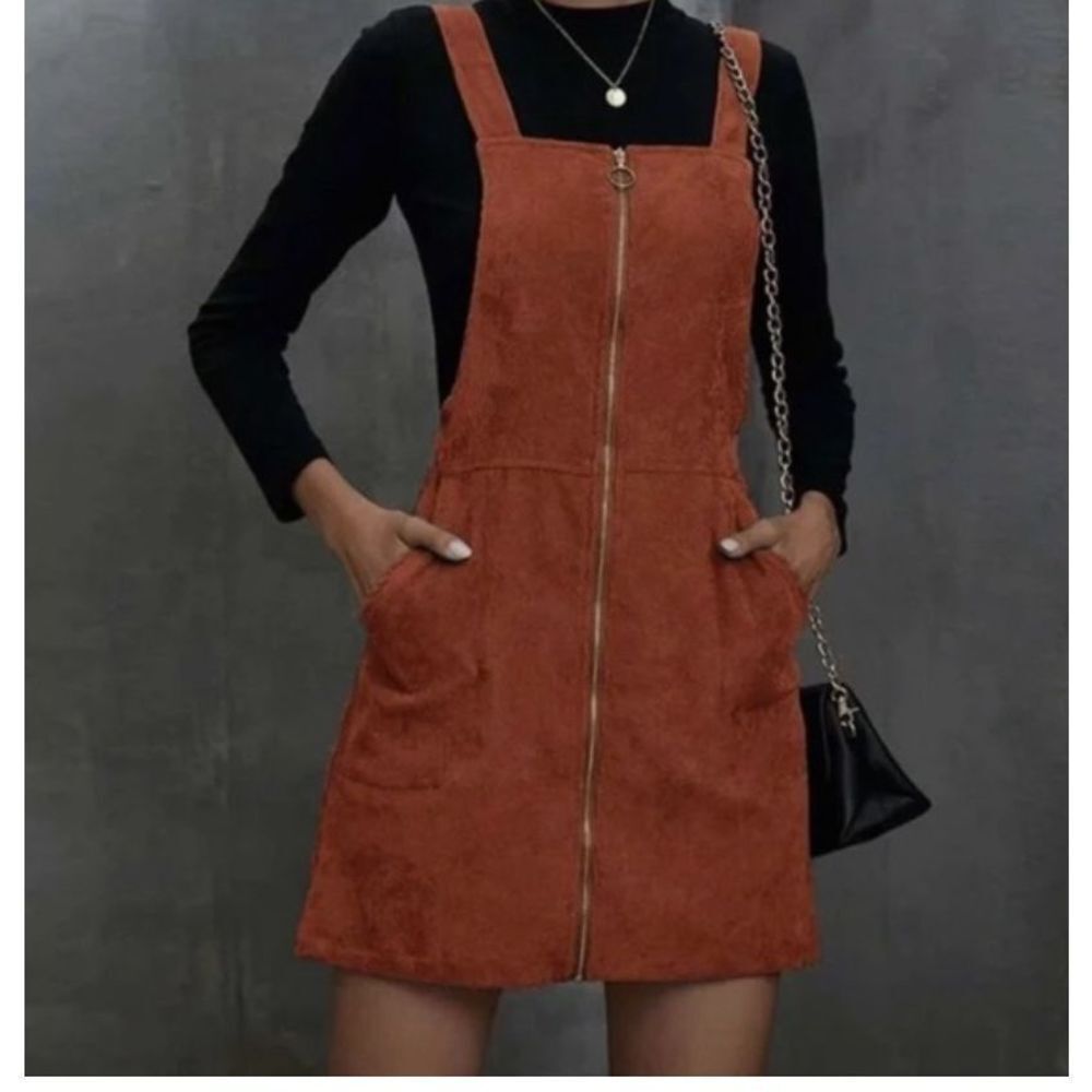 Luxe brown corduroy mini dress large